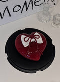 Red Heart Glaze Cake with White Bow