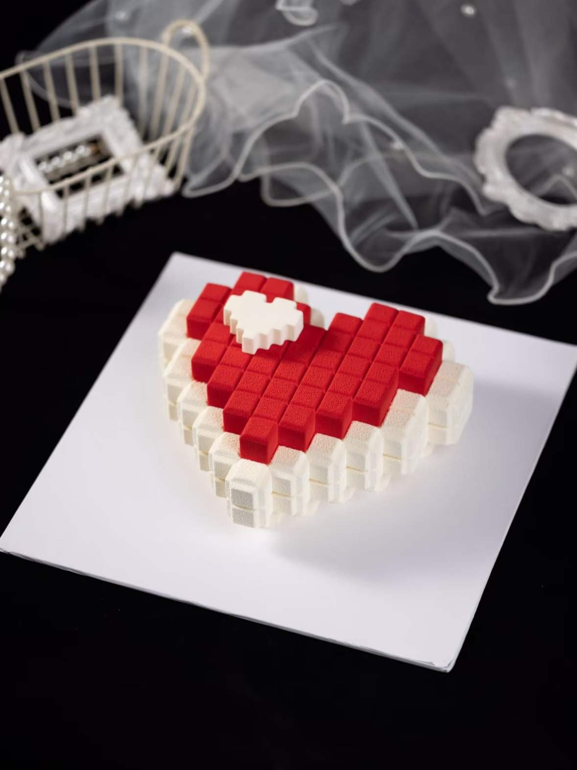 Mosaic Heart Layer Cake